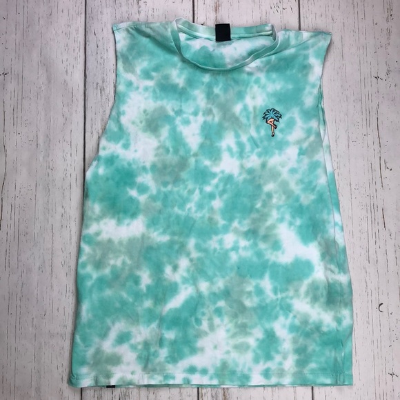 Neff Green Tie Dye Muscle Sleeveless Tee - Medium
